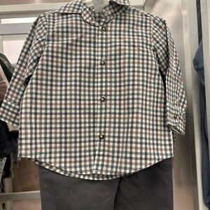 Men's Checkered Shirt - Brown and White